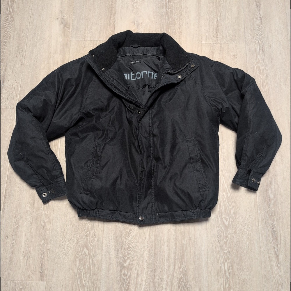 Claiborne Women's L Black Down Blend Puffer Jacket Winter Full Zip Size M